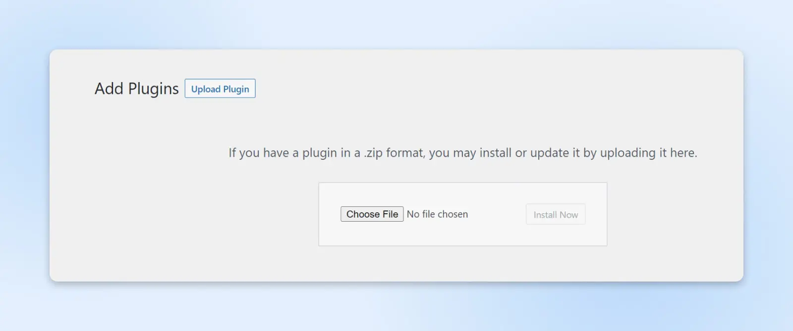 Add plugins "upload plugin" screenshot where you can upload a .zip file