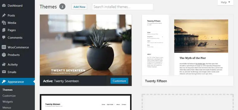 WordPress Erscheinungsbild-Menü