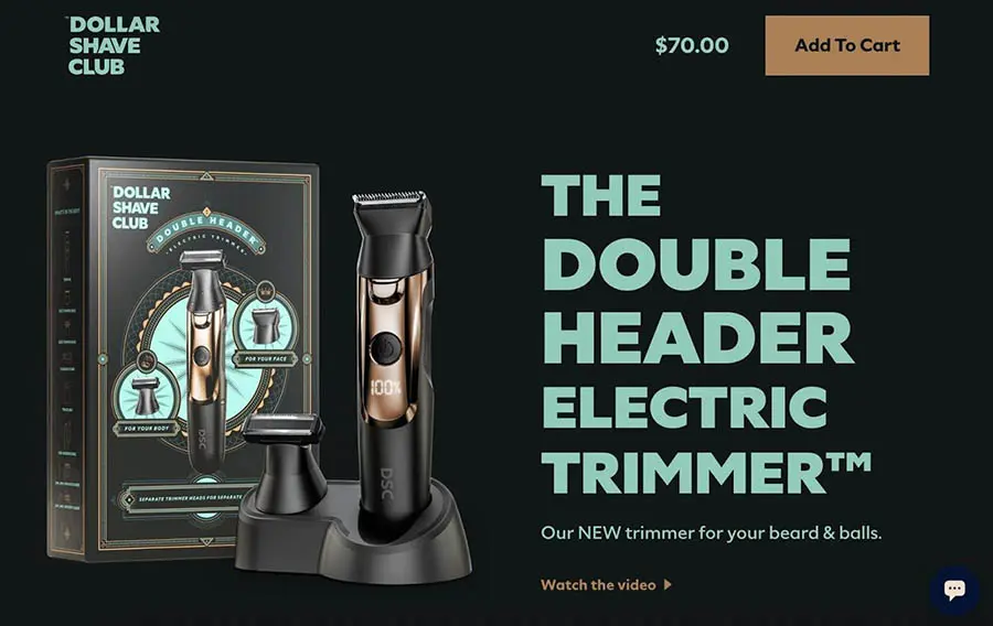 Página de destino de Dollar Shave Club