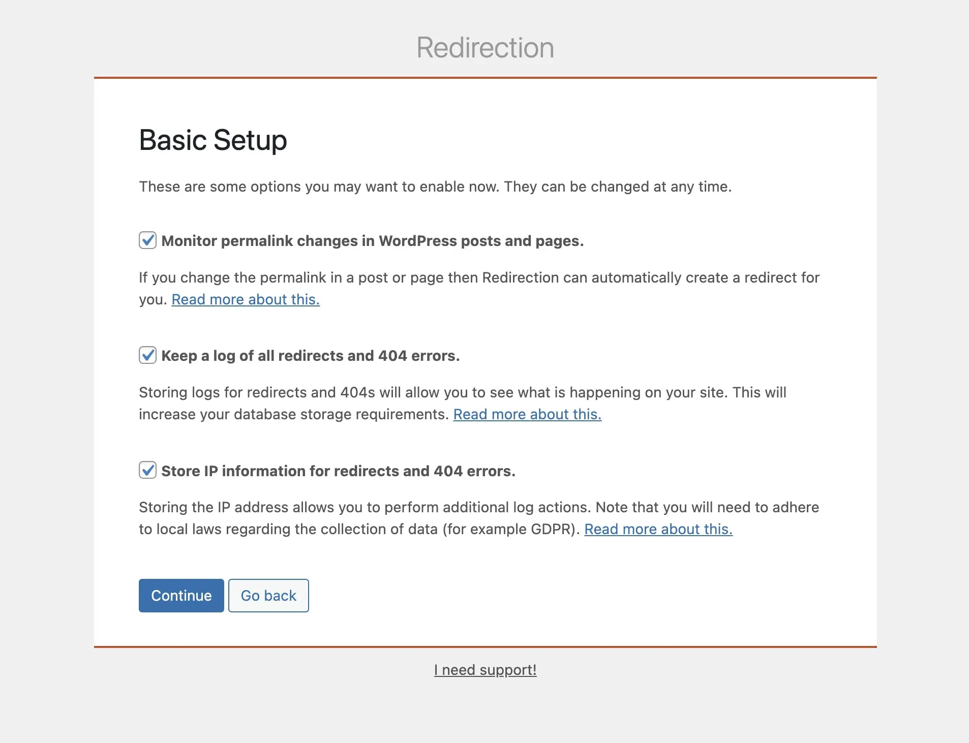 Monitoramento do plugin de Redirecionamento