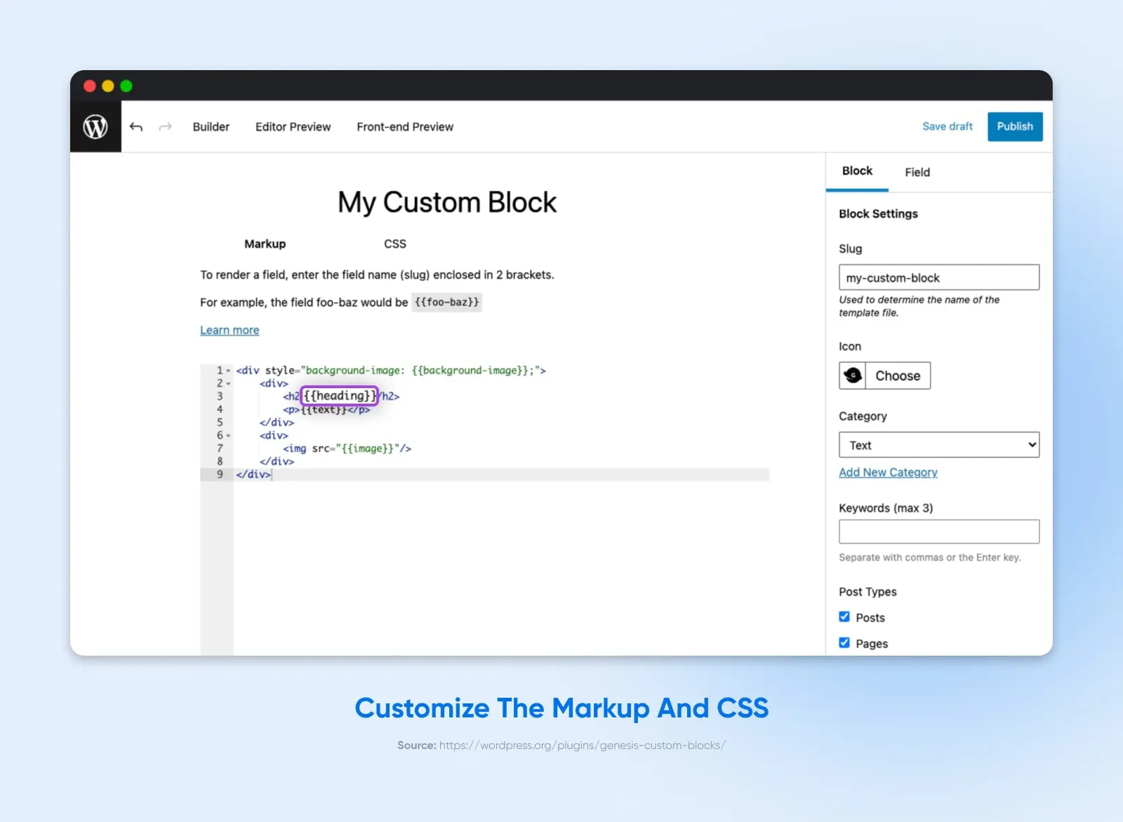 Personalize o Markup e o CSS