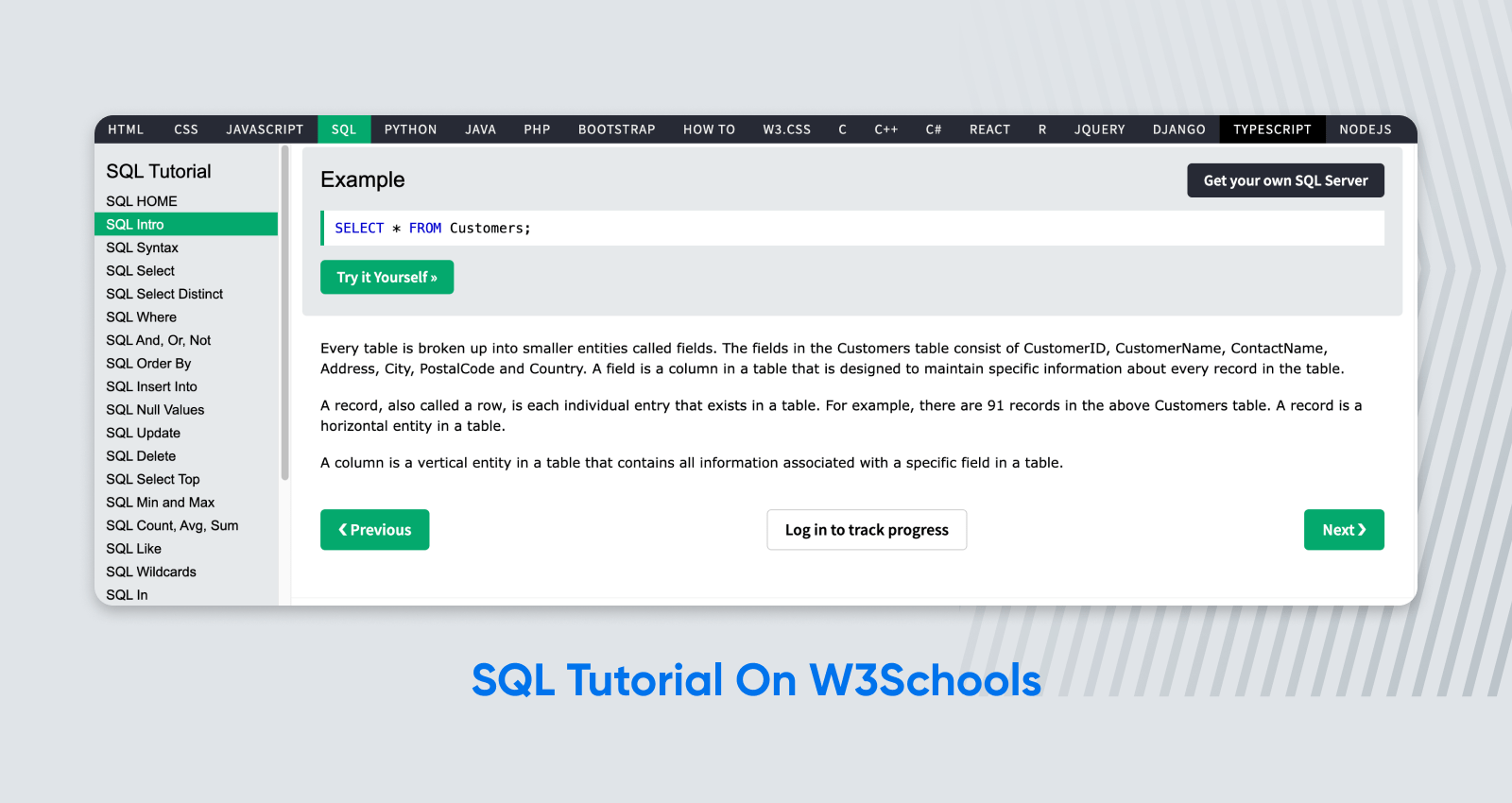 Учебник по SQL на W3Schools
