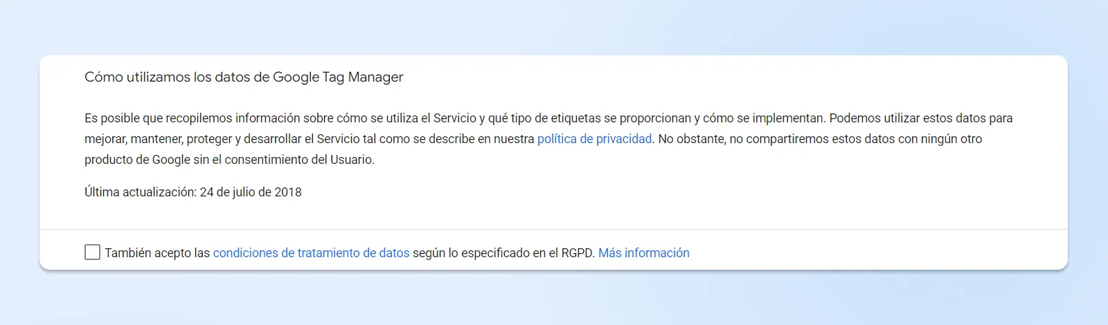 Términos de servicio GTM