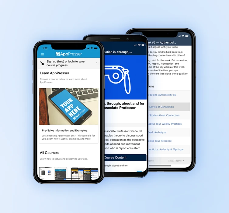 Exemple de trois applications mobiles évoluant du premier plan à l'arrière-plan