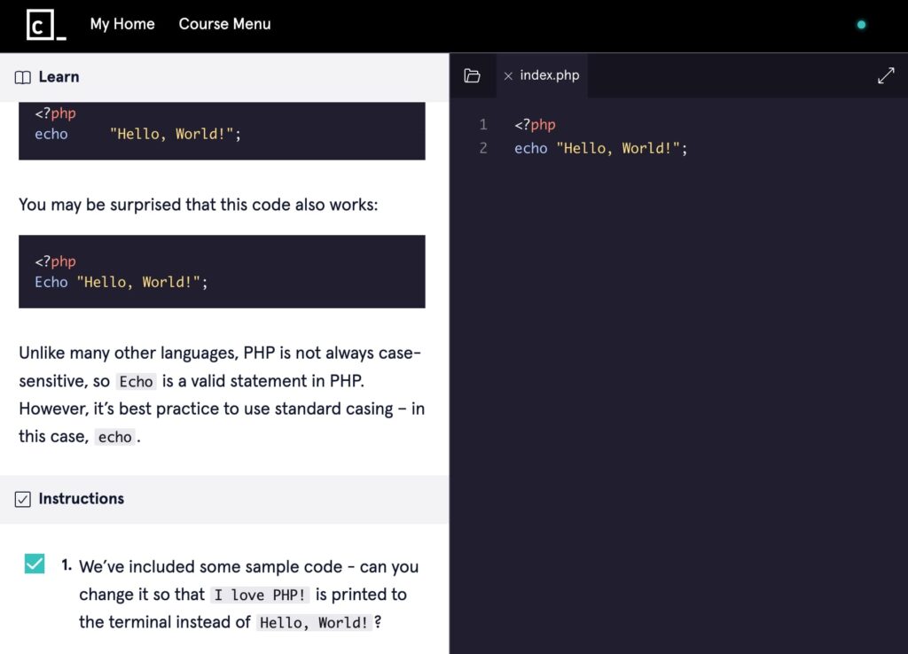 Exercício de aprendizagem de PHP da Codeacademy
