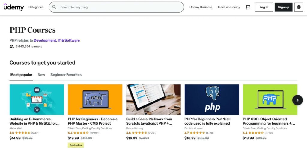 cursos de php na udemy