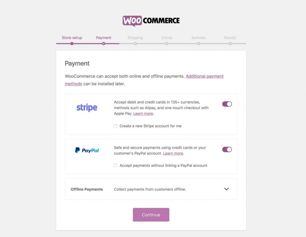 Opções de configuração de pagamento WooCommerce